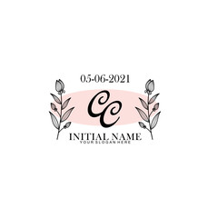 C Initial letter handwriting and signature logo. Beauty vector initial logo .Fashion  boutique  floral and botanical