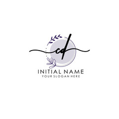 CD Luxury initial handwriting logo with flower template, logo for beauty, fashion, wedding, photography