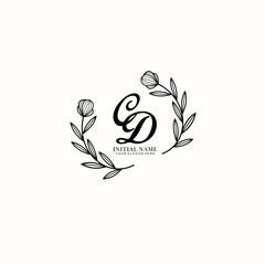 Fototapeta premium CD Initial letter handwriting and signature logo. Beauty vector initial logo .Fashion boutique floral and botanical