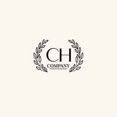 Obraz premium CH Beauty vector initial logo art handwriting logo of initial signature, wedding, fashion, jewelry, boutique, floral