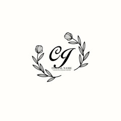 CJ Initial letter handwriting and signature logo. Beauty vector initial logo .Fashion  boutique  floral and botanical