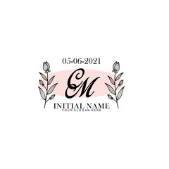 CM Initial letter handwriting and signature logo. Beauty vector initial logo .Fashion  boutique  floral and botanical