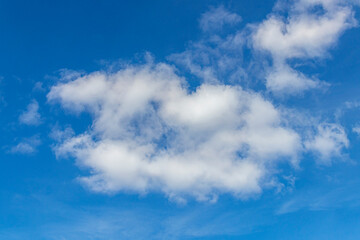 Bright blue sky with white clouds