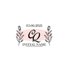 CQ Initial letter handwriting and signature logo. Beauty vector initial logo .Fashion  boutique  floral and botanical