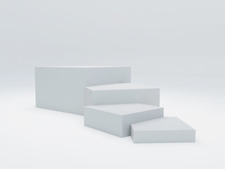Simple Stairs Display Mockup, Cube Shape Podium Scene Studio Or Pedestal For Display, 3D render
