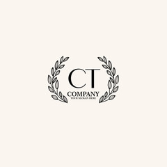 CT Beauty vector initial logo art  handwriting logo of initial signature, wedding, fashion, jewelry, boutique, floral