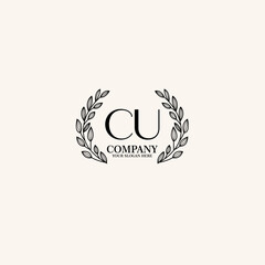 Obraz premium CU Beauty vector initial logo art handwriting logo of initial signature, wedding, fashion, jewelry, boutique, floral
