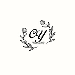 CY Initial letter handwriting and signature logo. Beauty vector initial logo .Fashion  boutique  floral and botanical