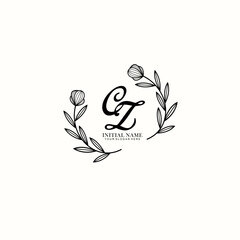 CZ Initial letter handwriting and signature logo. Beauty vector initial logo .Fashion  boutique  floral and botanical