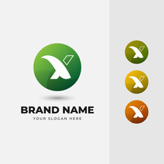 Letter X Abstract Alphabet Natural Green Leaf Vector Logo Design