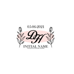 DH Initial letter handwriting and signature logo. Beauty vector initial logo .Fashion  boutique  floral and botanical