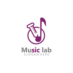 Music with Lab science Logo Design concept vector. Chemistry Vector