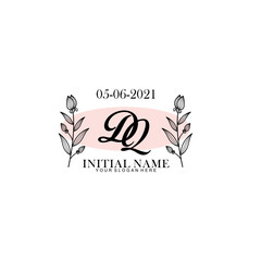 DQ Initial letter handwriting and signature logo. Beauty vector initial logo .Fashion  boutique  floral and botanical