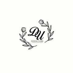DU Initial letter handwriting and signature logo. Beauty vector initial logo .Fashion  boutique  floral and botanical