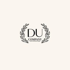 Fototapeta premium DU Beauty vector initial logo art handwriting logo of initial signature, wedding, fashion, jewelry, boutique, floral