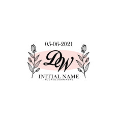 DW Initial letter handwriting and signature logo. Beauty vector initial logo .Fashion  boutique  floral and botanical