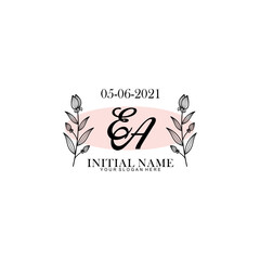EA Initial letter handwriting and signature logo. Beauty vector initial logo .Fashion  boutique  floral and botanical