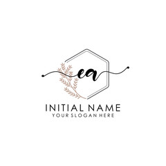 EA Luxury initial handwriting logo with flower template, logo for beauty, fashion, wedding, photography