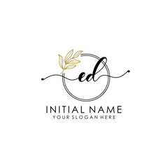 ED Luxury initial handwriting logo with flower template, logo for beauty, fashion, wedding, photography