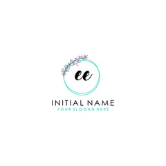 EE Initial letter handwriting and signature logo. Beauty vector initial logo .Fashion  boutique  floral and botanical