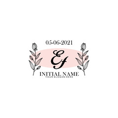Obraz premium EF Initial letter handwriting and signature logo. Beauty vector initial logo .Fashion boutique floral and botanical
