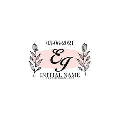 EI Initial letter handwriting and signature logo. Beauty vector initial logo .Fashion  boutique  floral and botanical