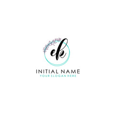 EK Initial letter handwriting and signature logo. Beauty vector initial logo .Fashion  boutique  floral and botanical