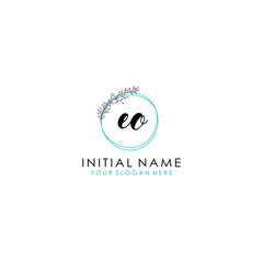 EO Initial letter handwriting and signature logo. Beauty vector initial logo .Fashion  boutique  floral and botanical
