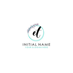 ET Initial letter handwriting and signature logo. Beauty vector initial logo .Fashion  boutique  floral and botanical