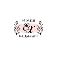 EX Initial letter handwriting and signature logo. Beauty vector initial logo .Fashion  boutique  floral and botanical