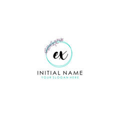 EX Initial letter handwriting and signature logo. Beauty vector initial logo .Fashion  boutique  floral and botanical