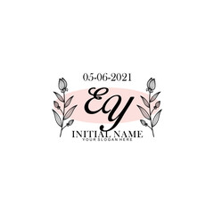 EY Initial letter handwriting and signature logo. Beauty vector initial logo .Fashion  boutique  floral and botanical