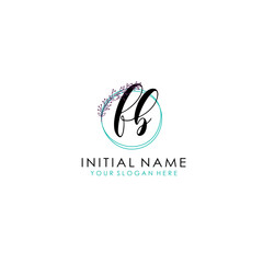 FB Initial letter handwriting and signature logo. Beauty vector initial logo .Fashion  boutique  floral and botanical