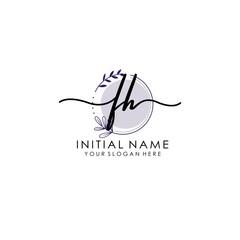 FH Luxury initial handwriting logo with flower template, logo for beauty, fashion, wedding, photography