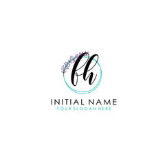 FH Initial letter handwriting and signature logo. Beauty vector initial logo .Fashion  boutique  floral and botanical