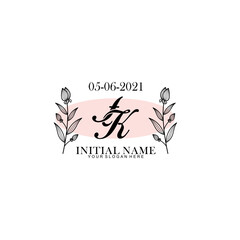 FK Initial letter handwriting and signature logo. Beauty vector initial logo .Fashion  boutique  floral and botanical