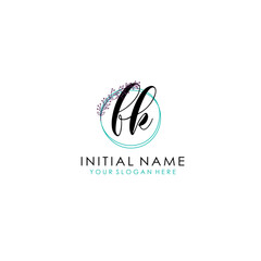 Obraz premium FK Initial letter handwriting and signature logo. Beauty vector initial logo .Fashion boutique floral and botanical