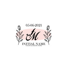 FM Initial letter handwriting and signature logo. Beauty vector initial logo .Fashion  boutique  floral and botanical