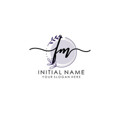 FM Luxury initial handwriting logo with flower template, logo for beauty, fashion, wedding, photography