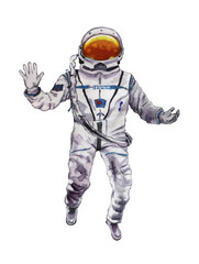 An astronaut watercolor illustration