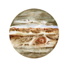 Jupiter planet watercolor illustration