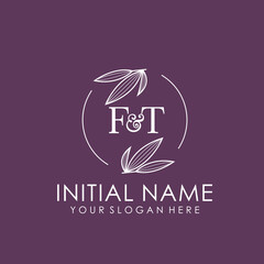FT Beauty vector initial logo art  handwriting logo of initial signature, wedding, fashion, jewelry, boutique, floral