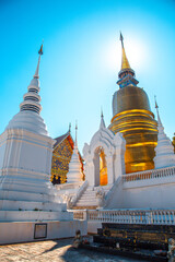 Fototapeta premium Group of pagoda in Wat-Suan-Dok. famous temple in Chiang Mai, Thailand
