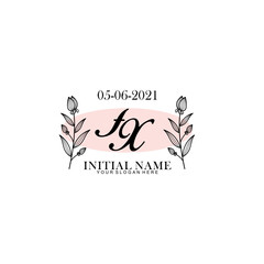 FX Initial letter handwriting and signature logo. Beauty vector initial logo .Fashion  boutique  floral and botanical