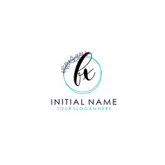 FX Initial letter handwriting and signature logo. Beauty vector initial logo .Fashion  boutique  floral and botanical