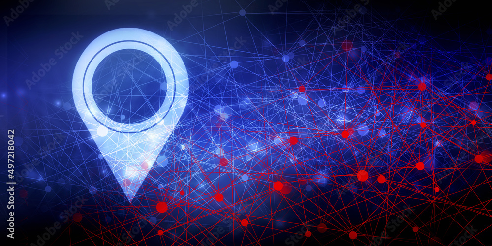 Poster 2d rendering red map pointer