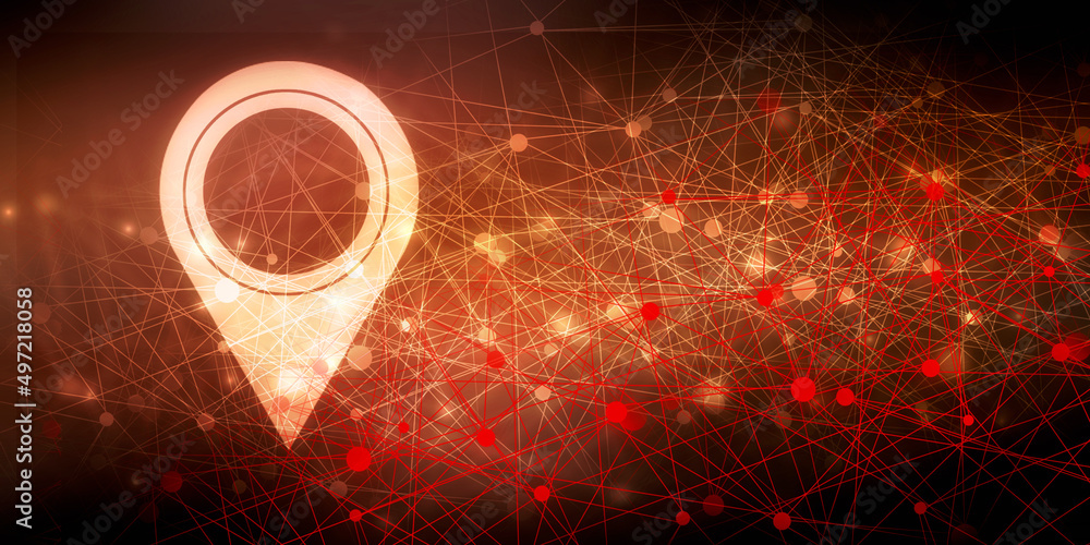 Poster 2d rendering red map pointer