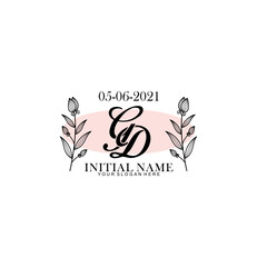 GD Initial letter handwriting and signature logo. Beauty vector initial logo .Fashion  boutique  floral and botanical