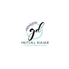 GD Initial letter handwriting and signature logo. Beauty vector initial logo .Fashion  boutique  floral and botanical