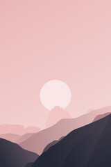 Sunrise in Mountains Vector Illustration
